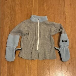 Gray and Blue Zip-Up Snow Top